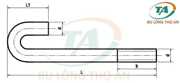 Bu lông neo móng dạng chữ J