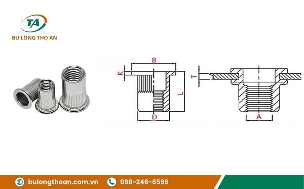 Cấu tạo của đai ốc rút