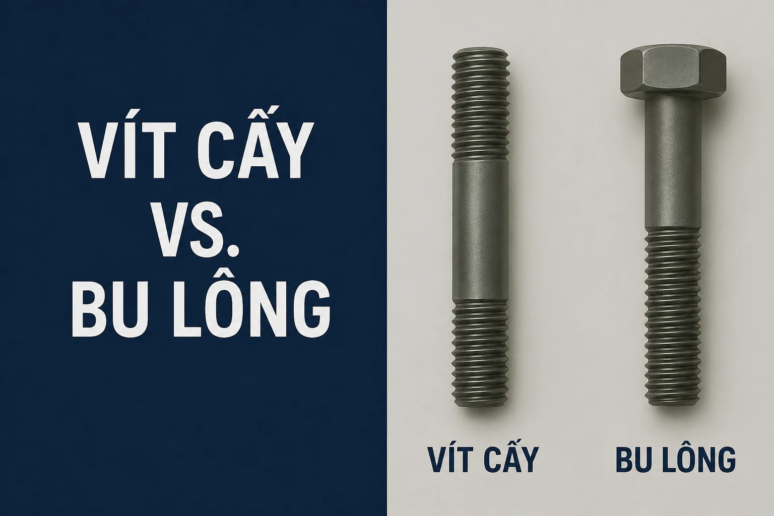 Vít cấy khác bu lông ở điểm nào?